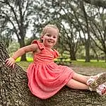 Smile, Plant, People In Nature, Flash Photography, Happy, Tree, Pink, Grass, Leisure, Toddler, Baby & Toddler Clothing, Recreation, Magenta, Fun, Blond, Sitting, Child, Wood, Sky, Spring, Person, Joy